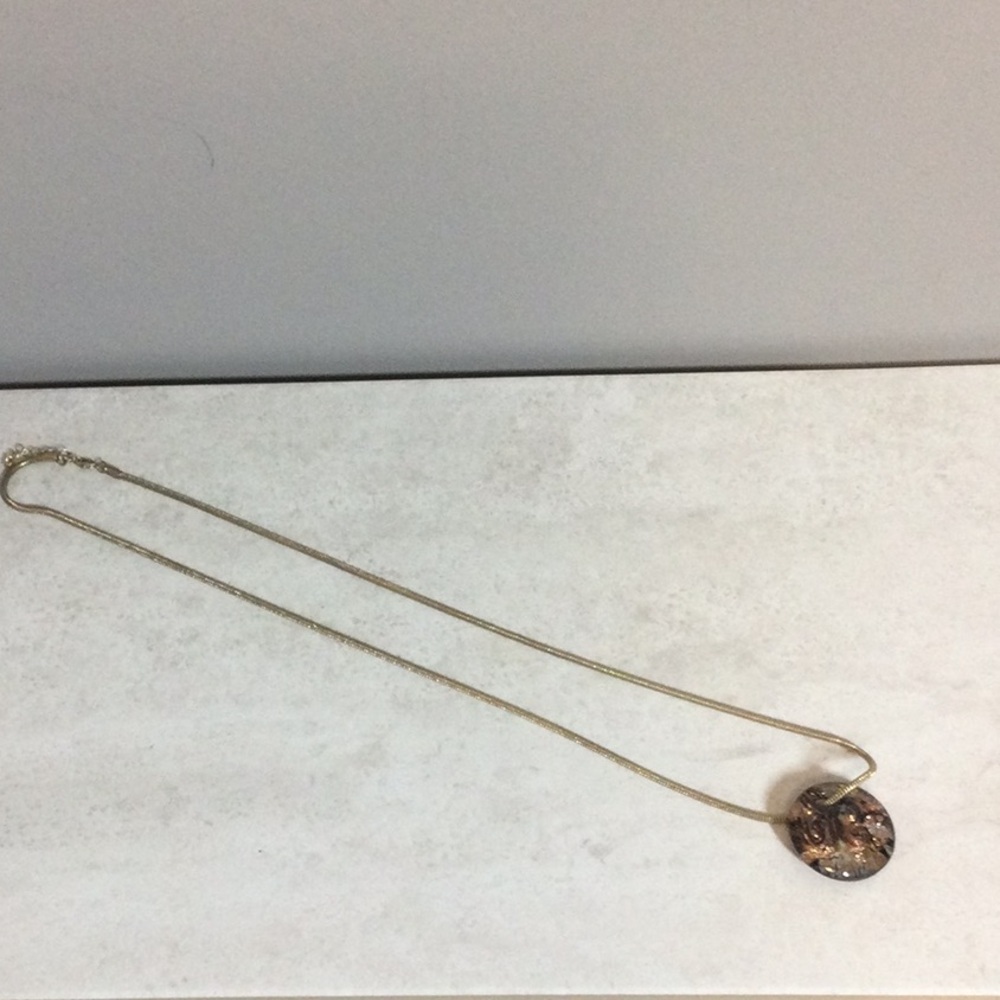 Copper/gold/silver acrylic drop on round gold chain necklace